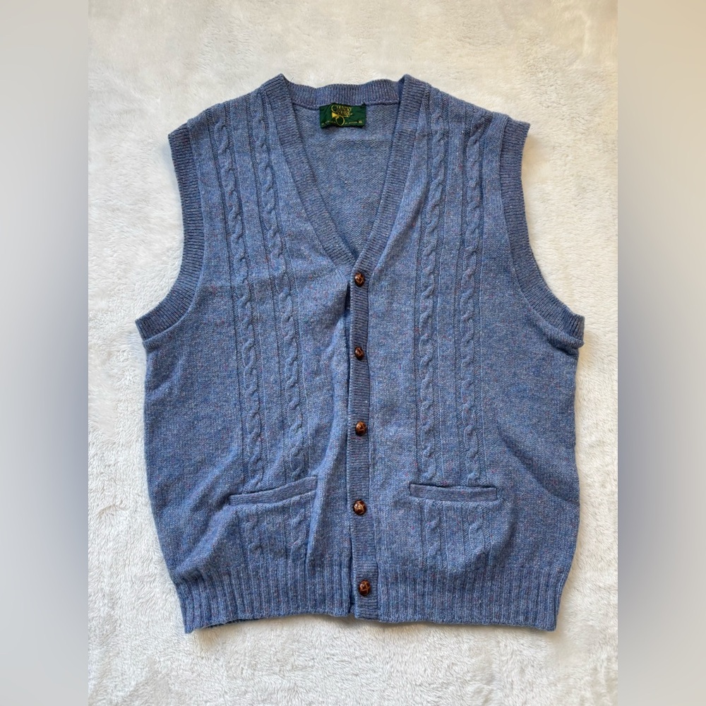 Men's Vintage Country Squire Wool Blend Sweater Vest X Large Gray